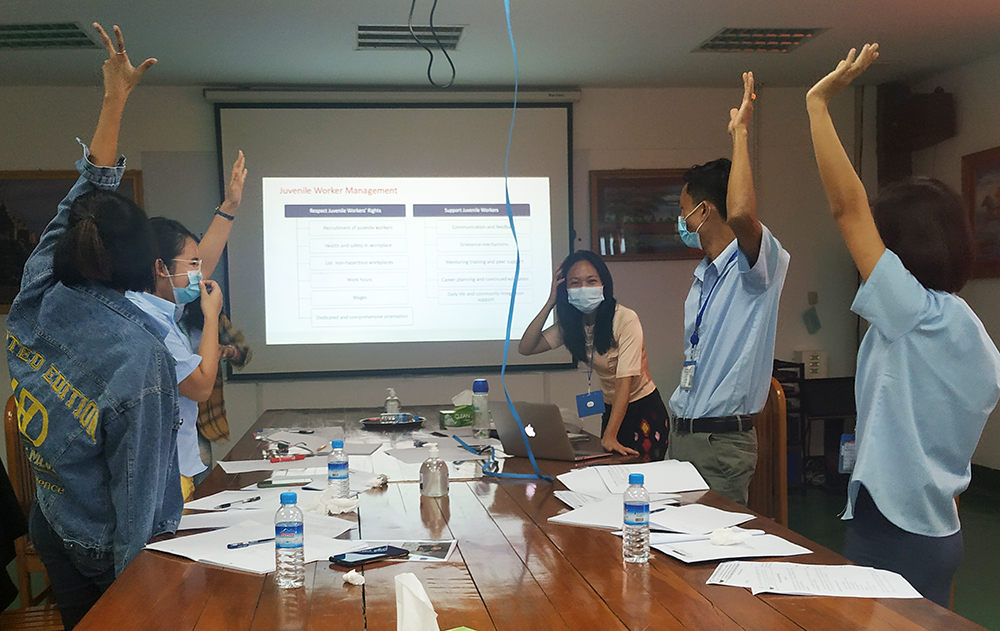 The Centre's Myanmar team conducting a juvenile worker management training